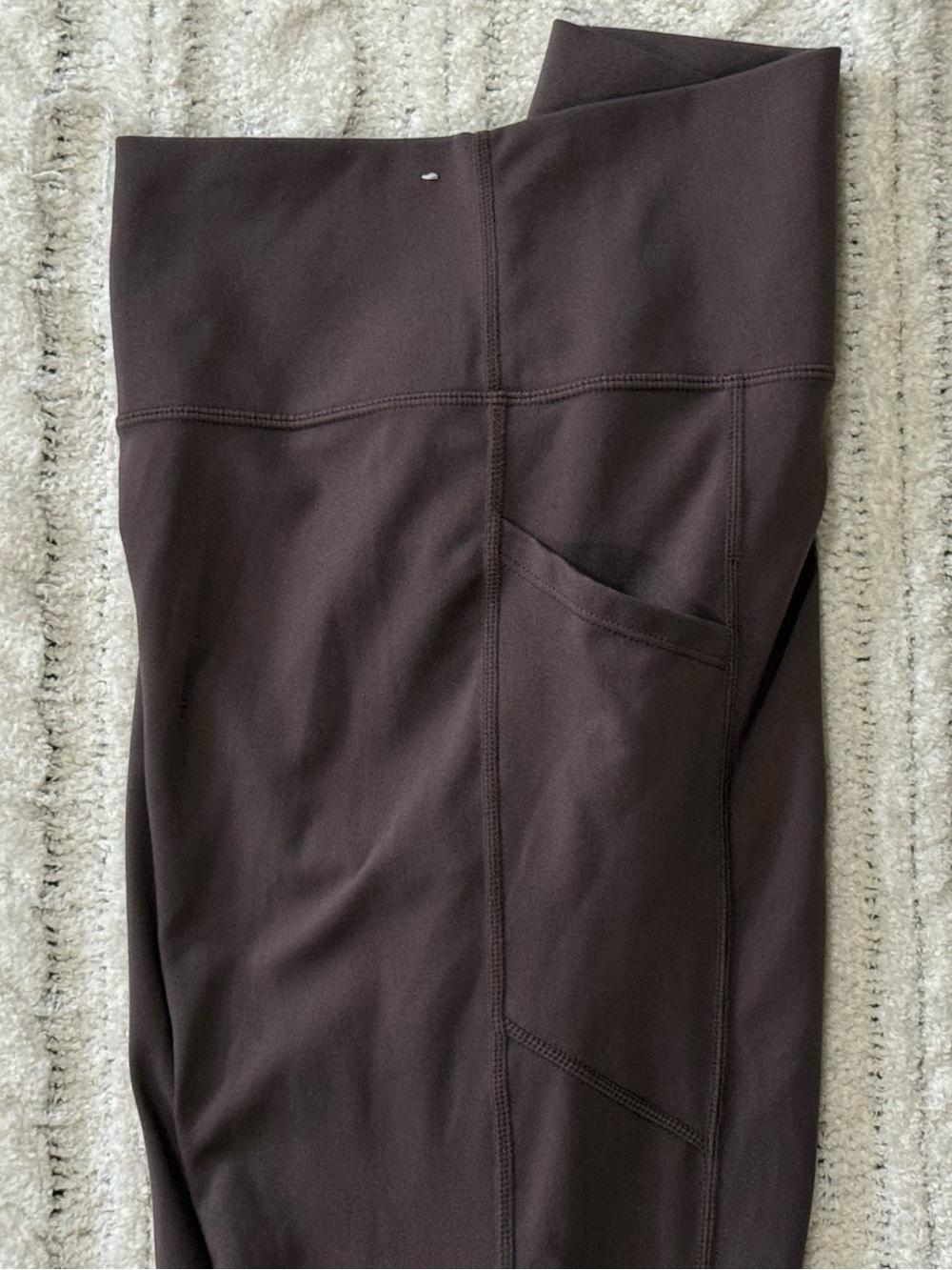 GapFit Sky High Studio Pocket Leggings Brown High Rise Yoga Athletic Pants Large - Picture 13 of 16